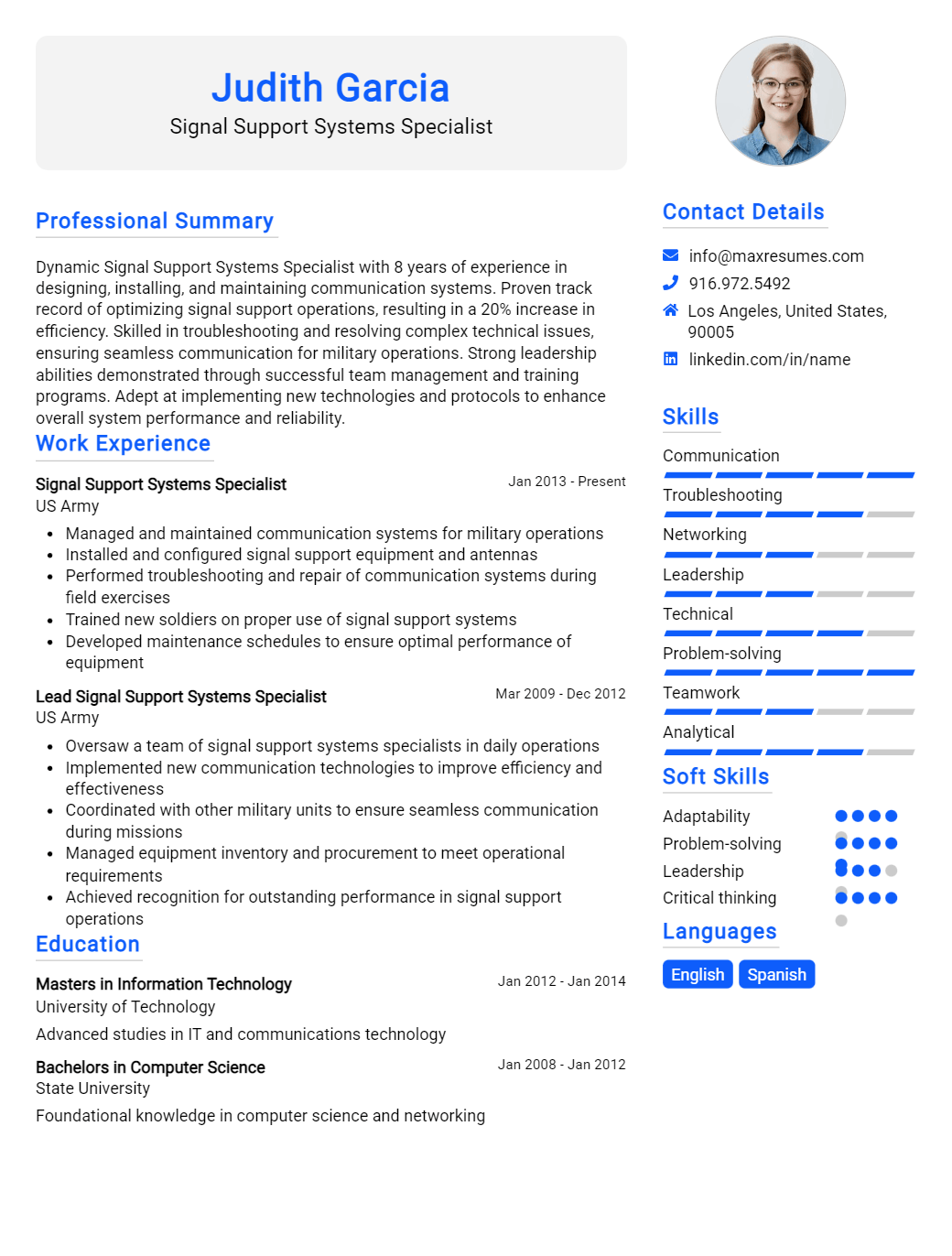 signal-support-systems-specialist-resume-sample