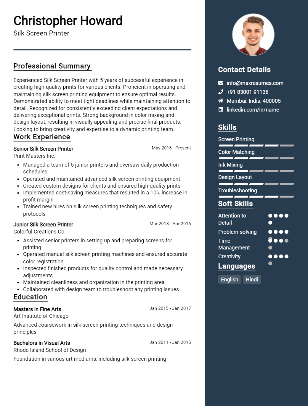 silk-screen-printer-resume-sample