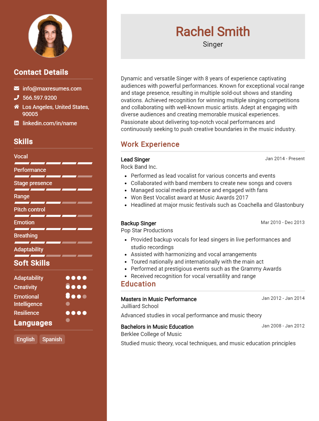 singer-resume-sample