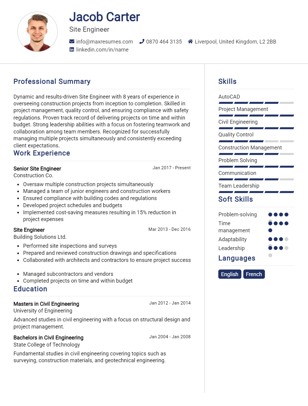 site-engineer-resume-sample