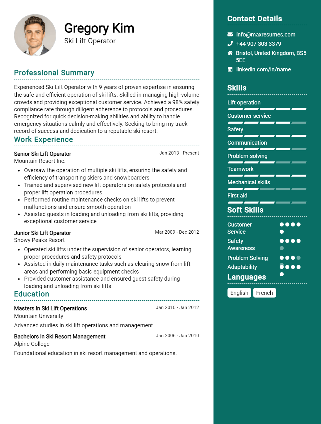 ski-lift-operator-resume-sample