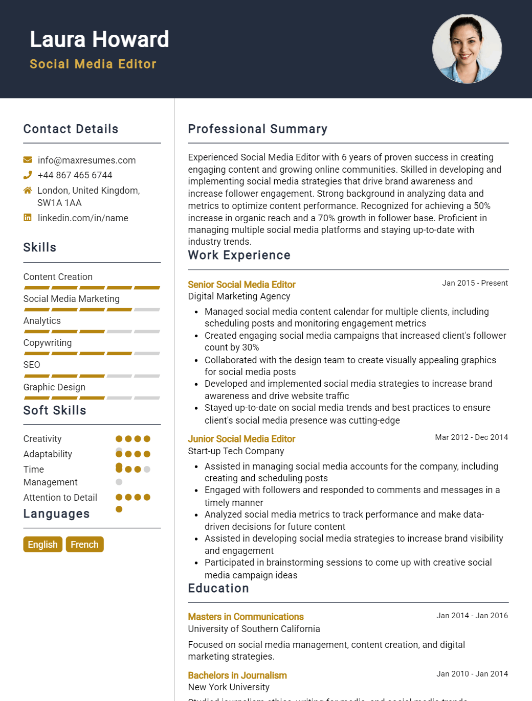 social-media-editor-resume-sample