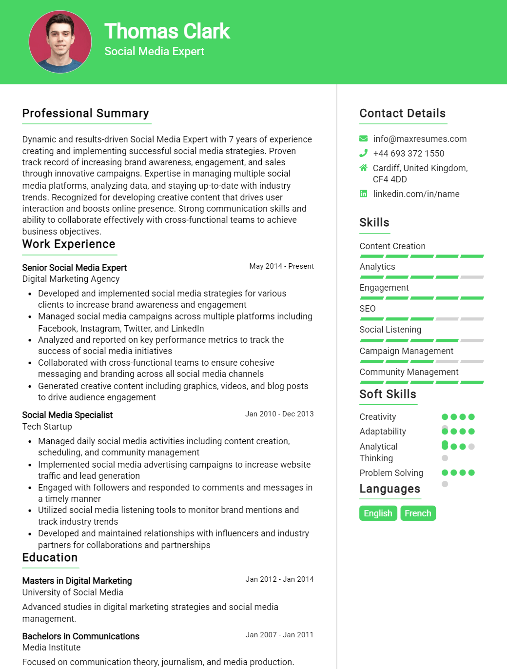 social-media-expert-resume-sample