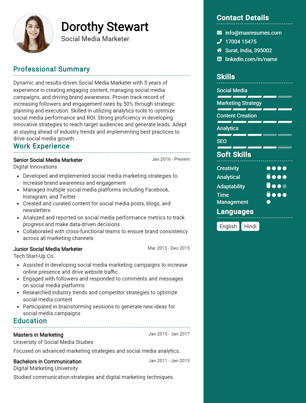 social-media-marketer-resume-sample