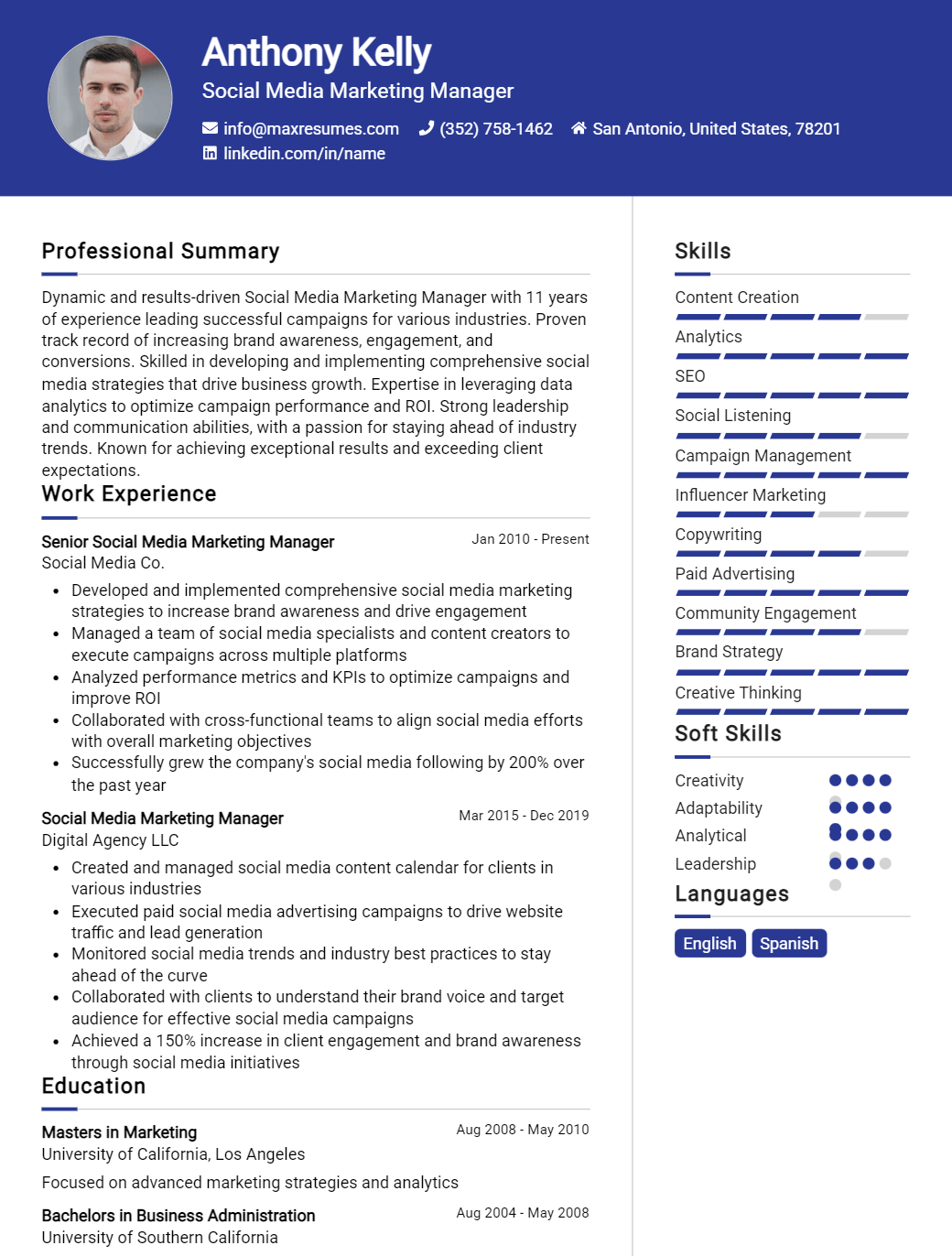 social-media-marketing-manager-resume-sample