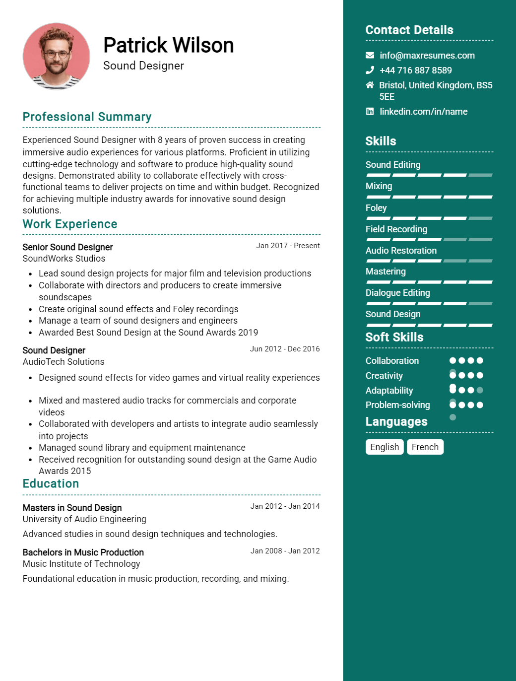 sound-designer-resume-sample