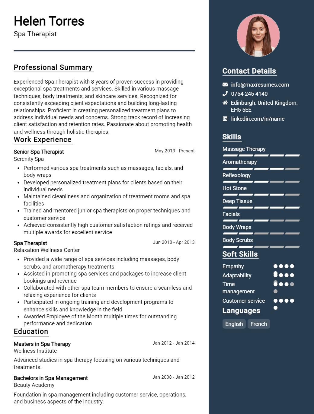 spa-therapist-resume-sample