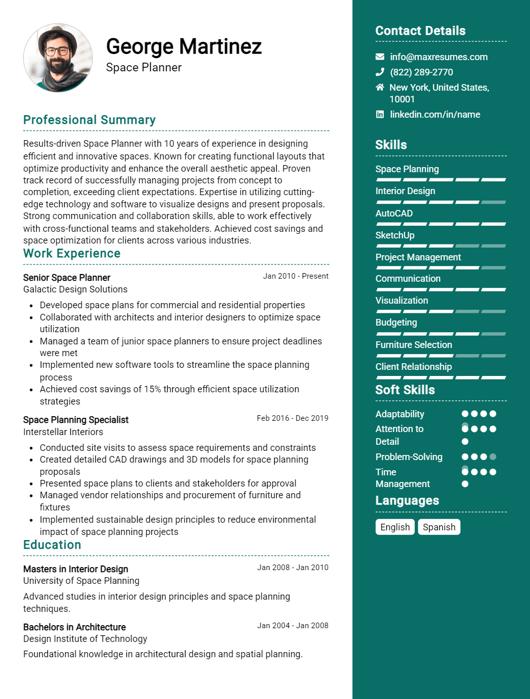 space-planner-resume-sample