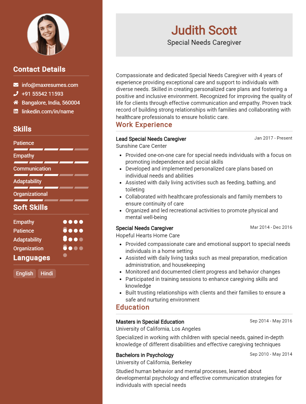 special-needs-caregiver-resume-sample