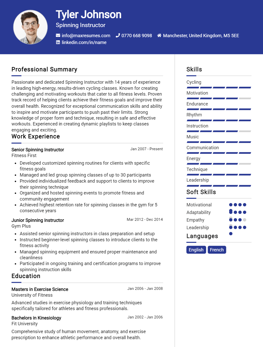 spinning-instructor-resume-sample