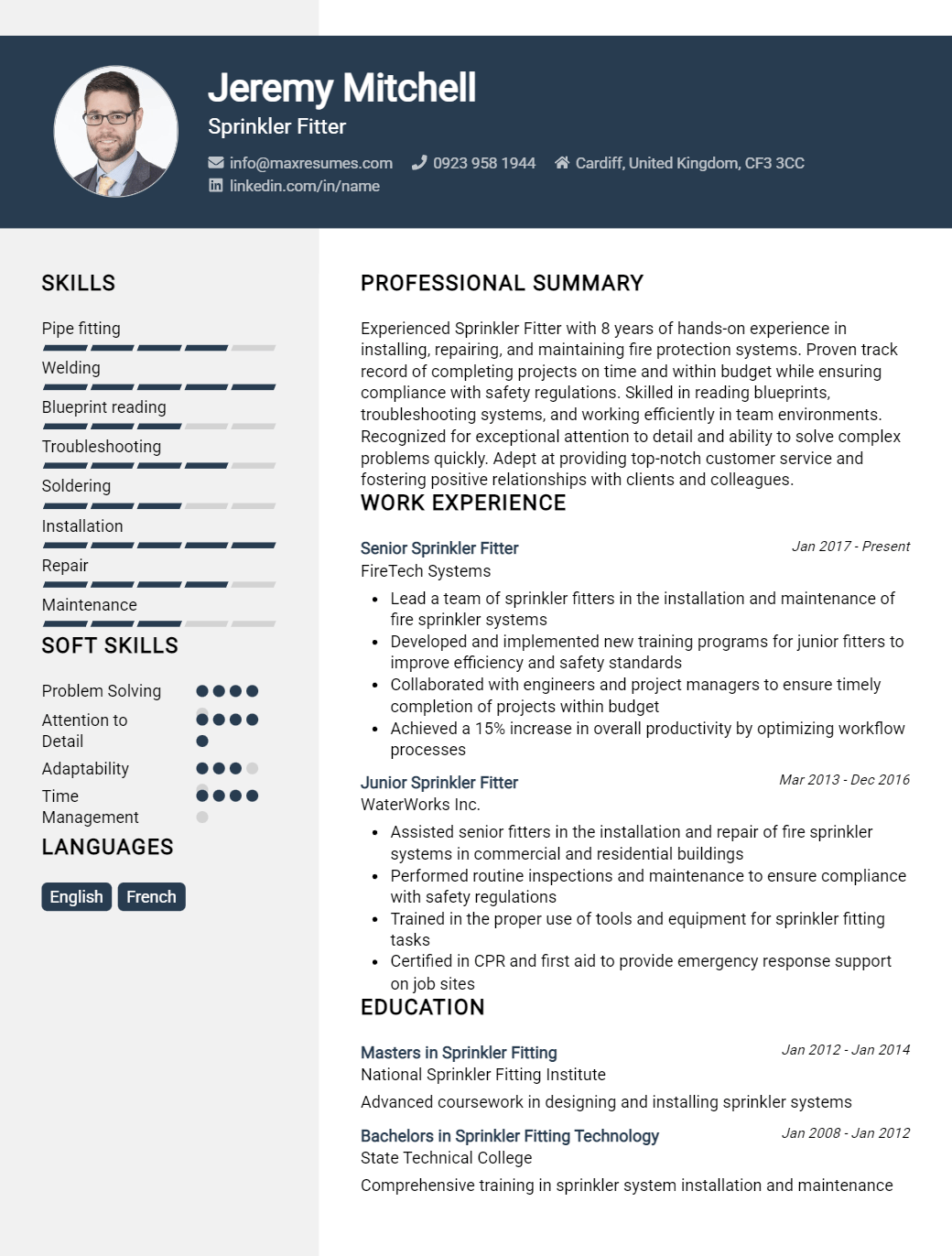 sprinkler-fitter-resume-sample