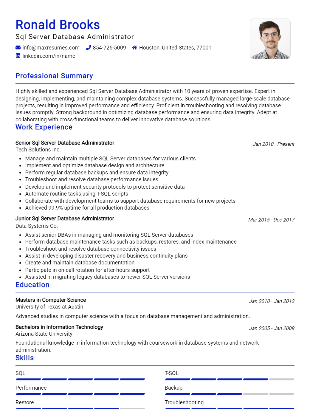 sql-server-database-administrator-resume-sample