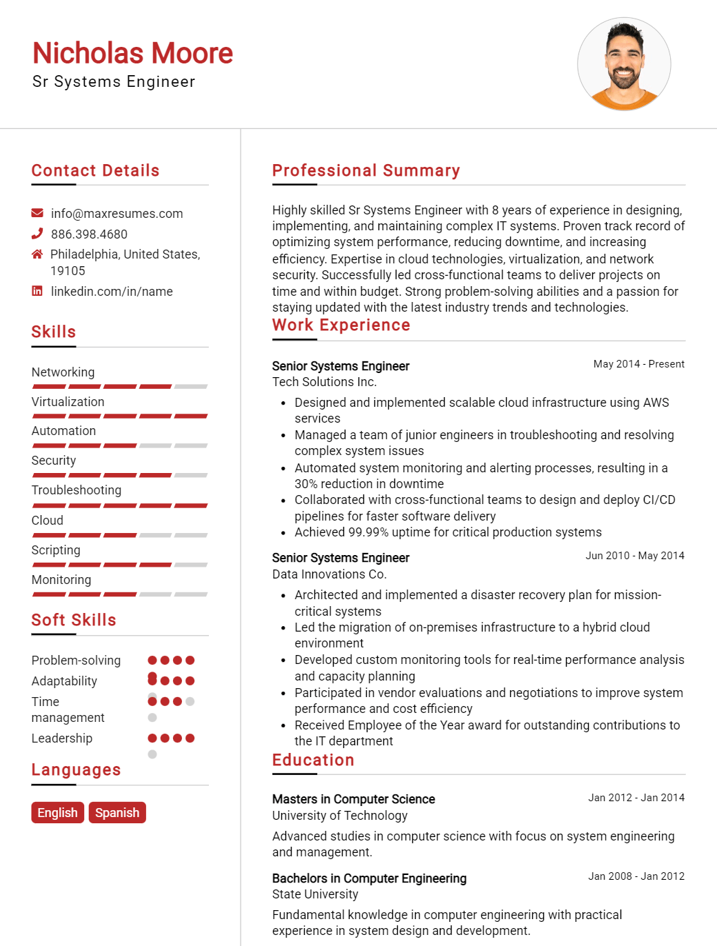 sr-systems-engineer-resume-sample