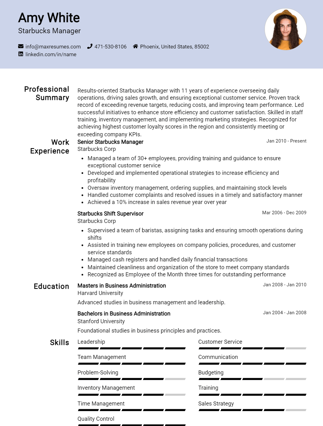 starbucks-manager-resume-sample