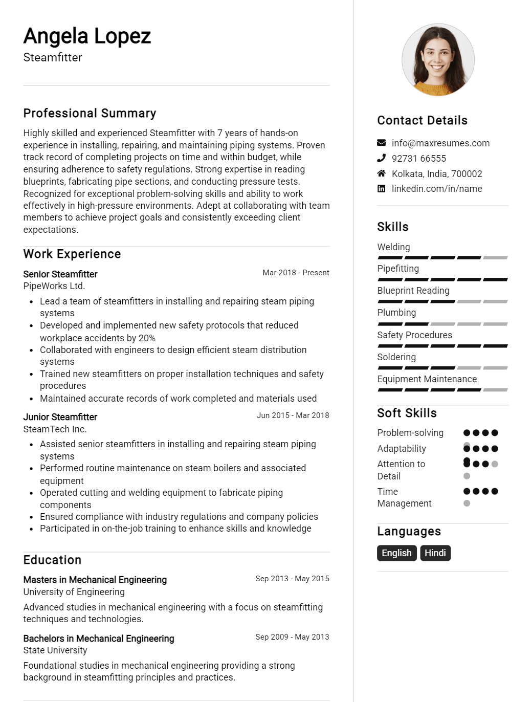 steamfitter-resume-sample