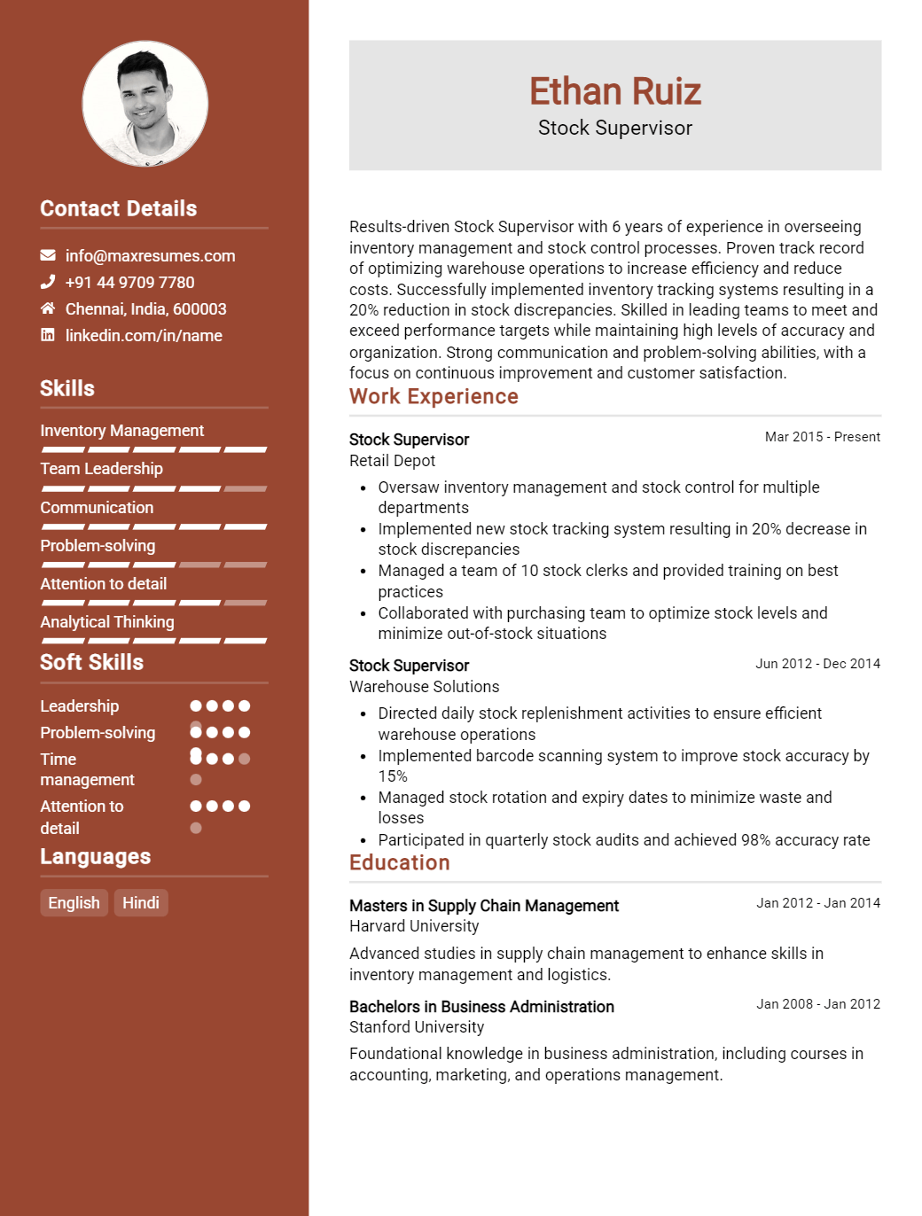 stock-supervisor-resume-sample