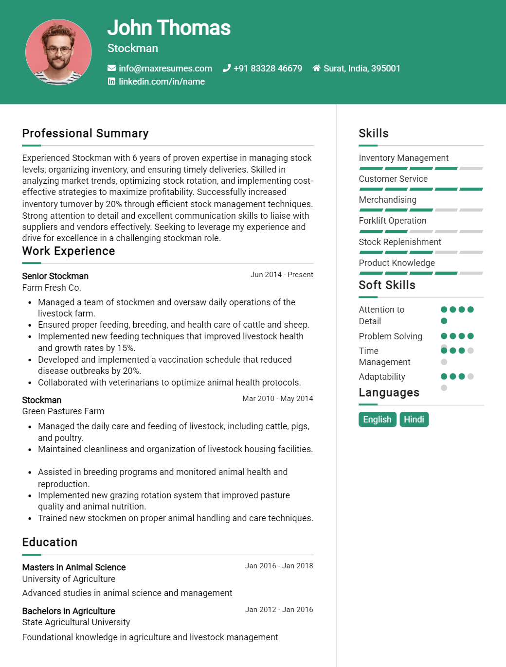 stockman-resume-sample