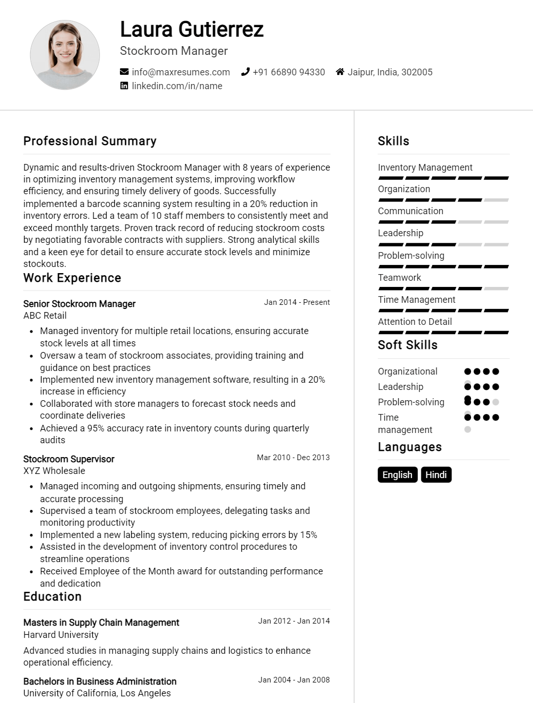 stockroom-manager-resume-sample