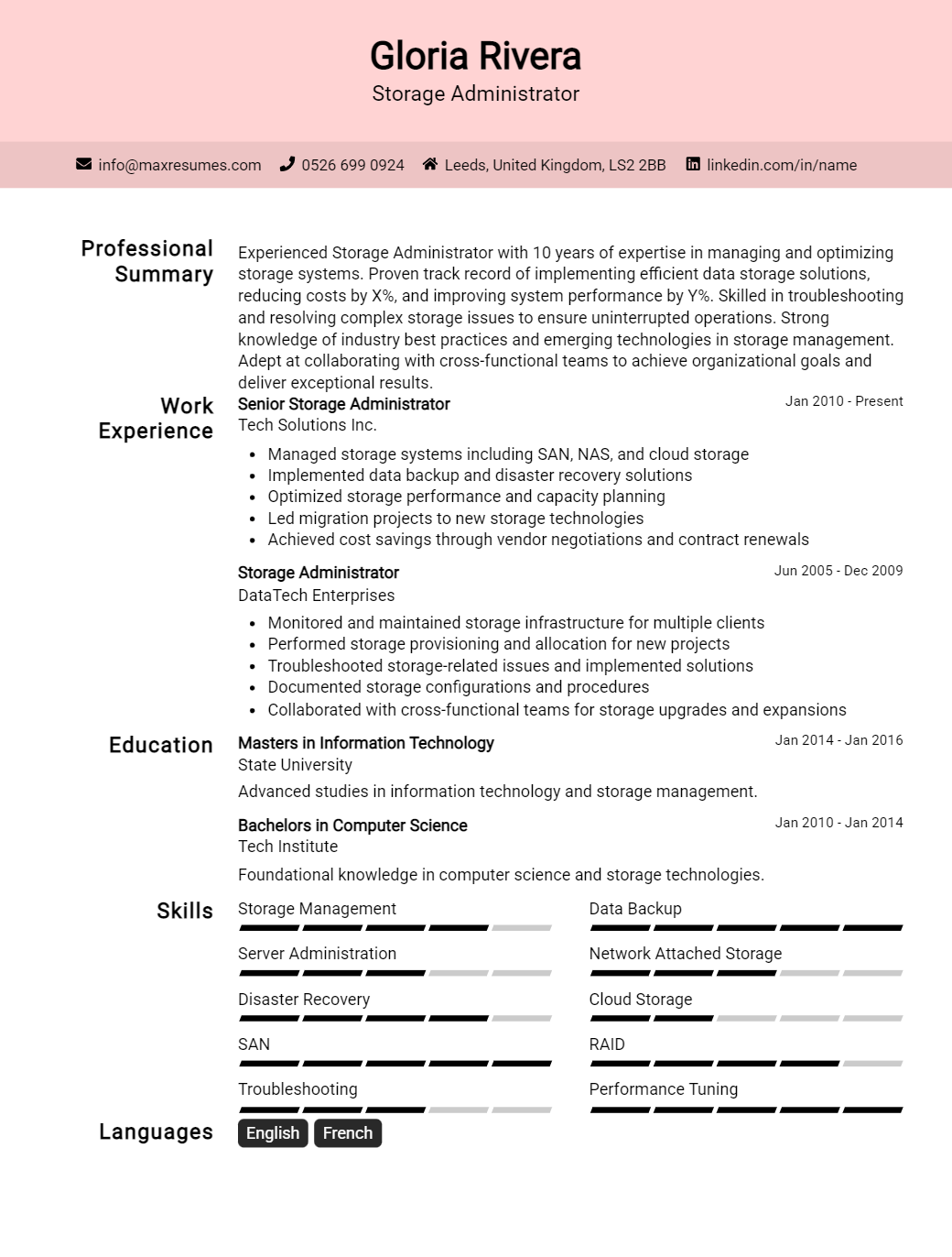 storage-administrator-resume-sample