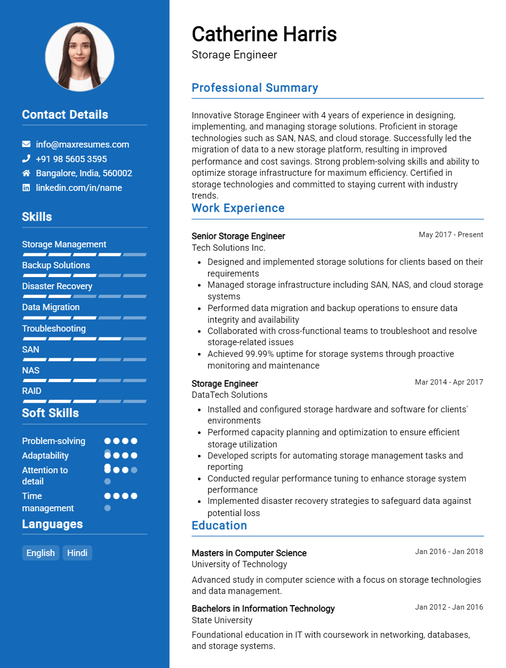 storage-engineer-resume-sample