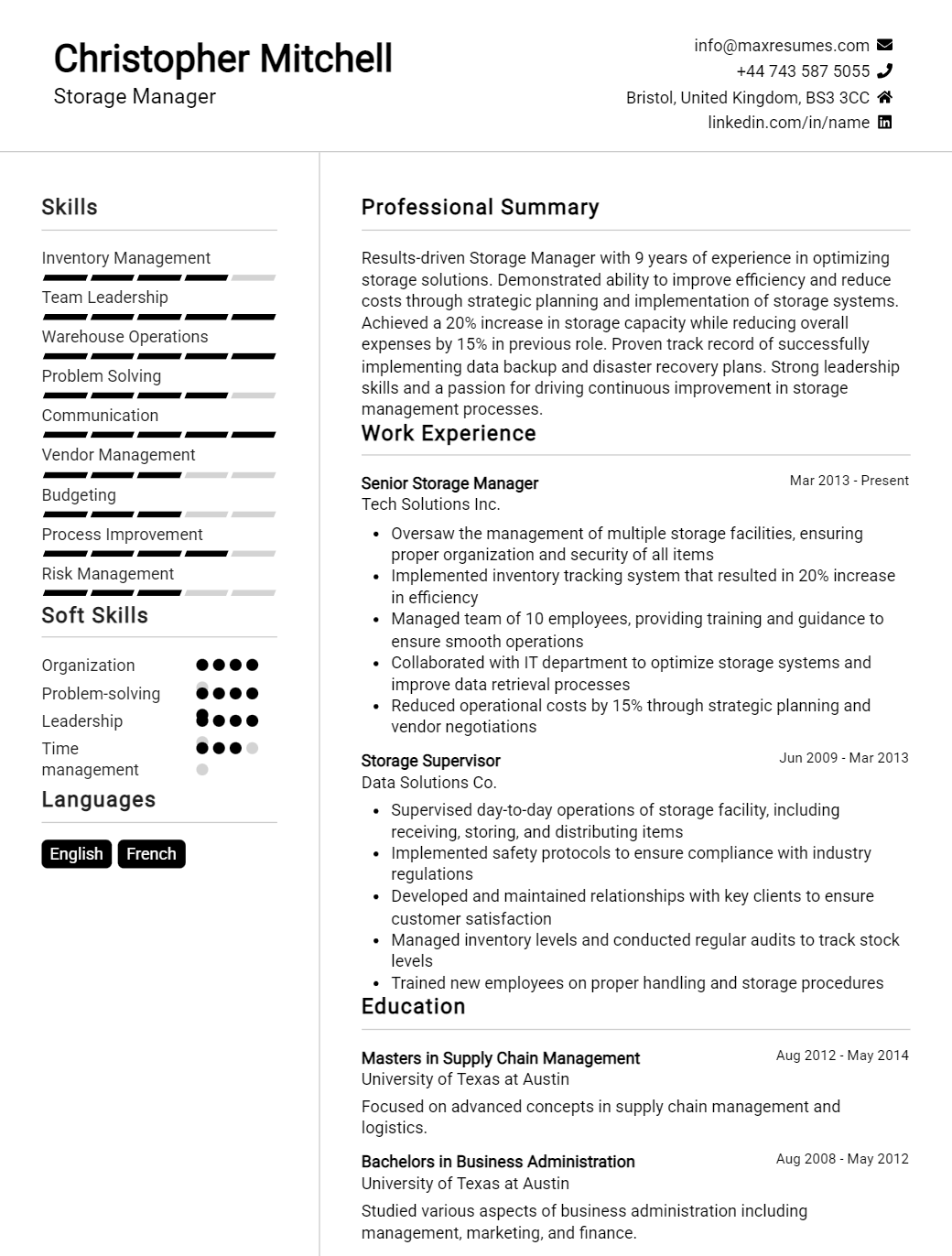 storage-manager-resume-sample