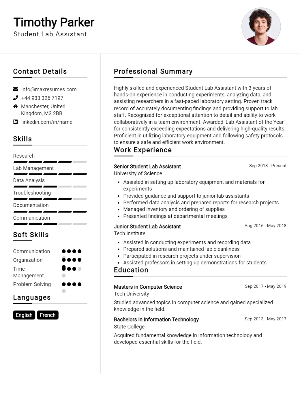 student-lab-assistant-resume-sample
