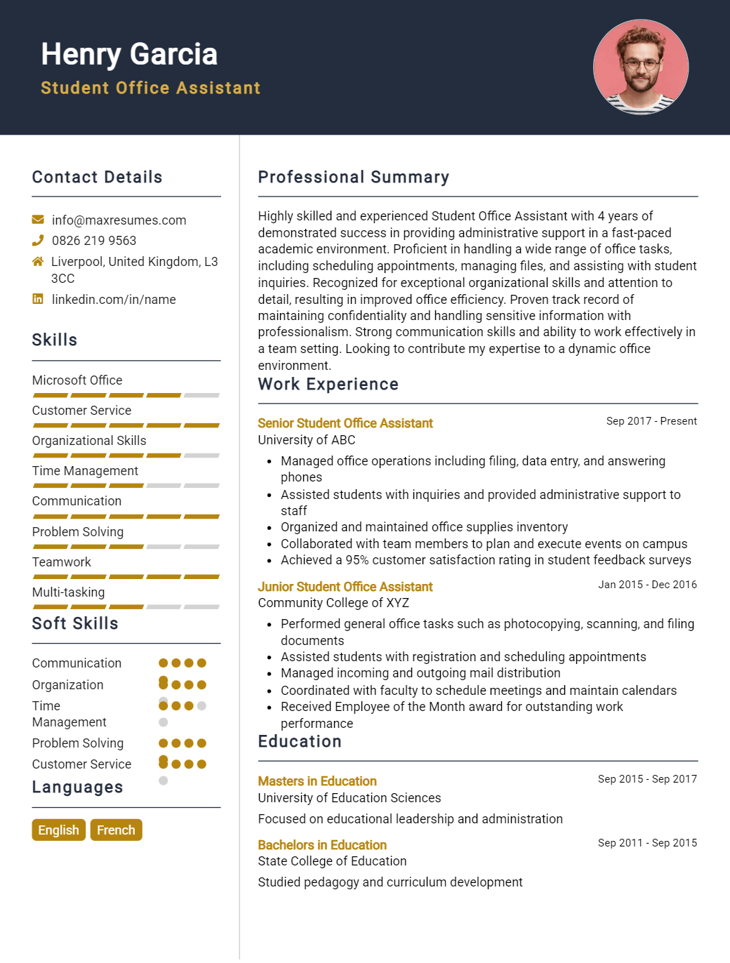 student-office-assistant-resume-sample