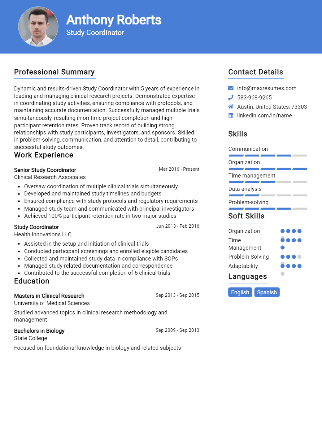 study-coordinator-resume-sample