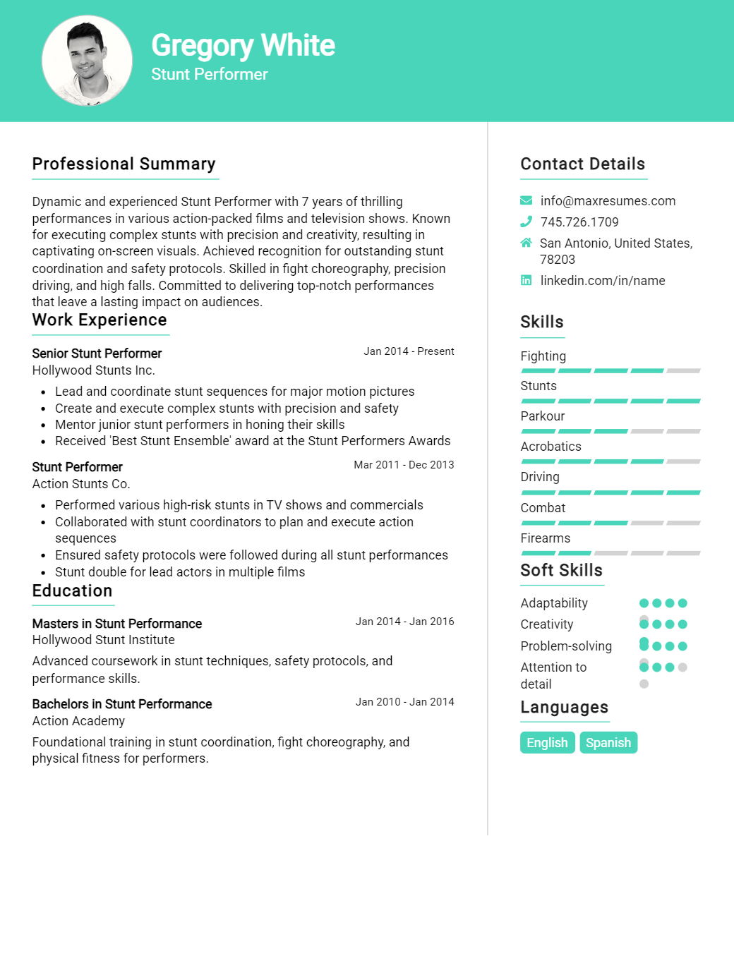 stunt-performer-resume-sample