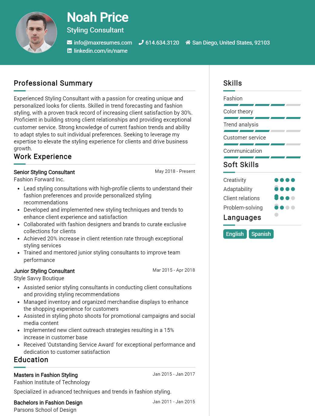 styling-consultant-resume-sample