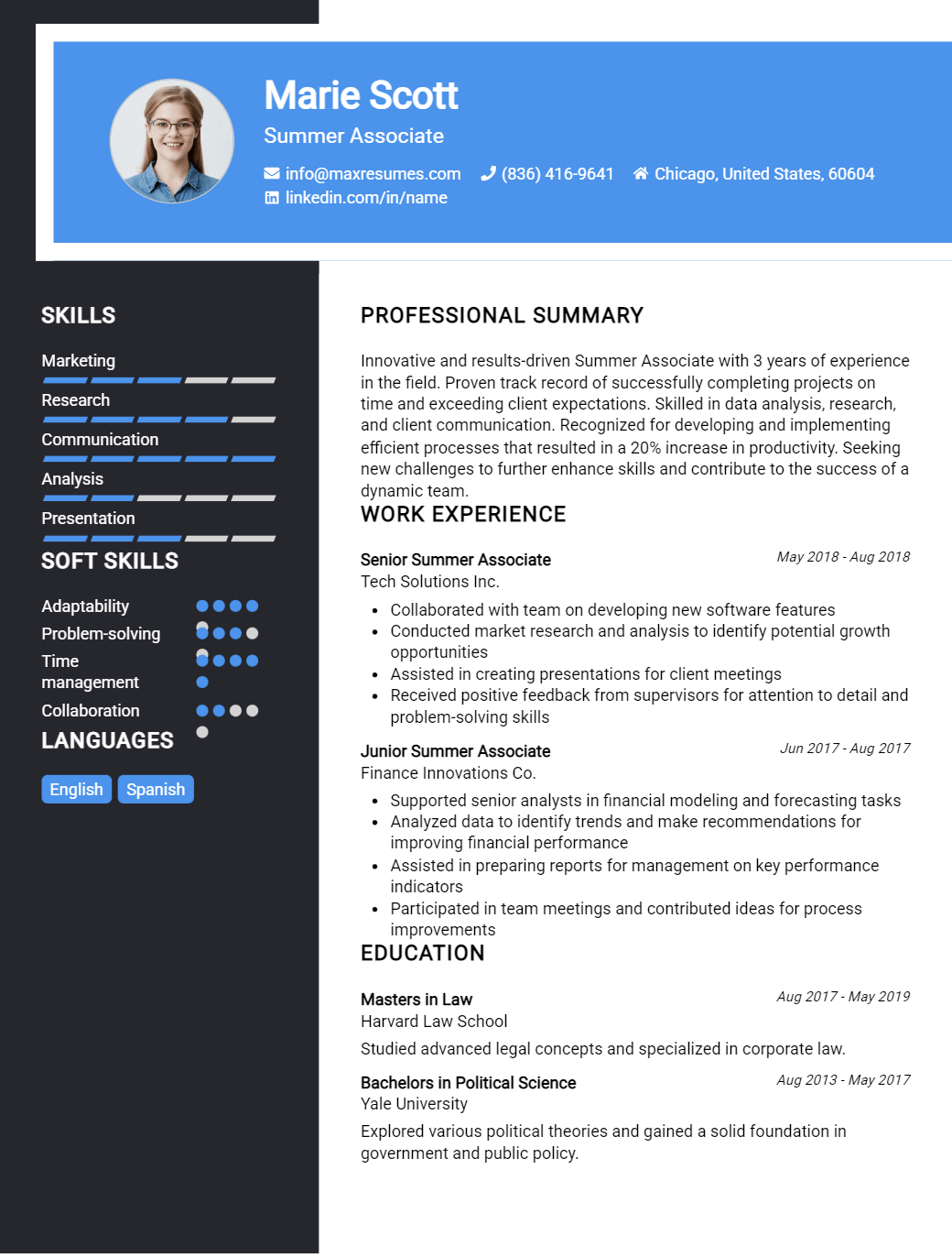 summer-associate-resume-sample