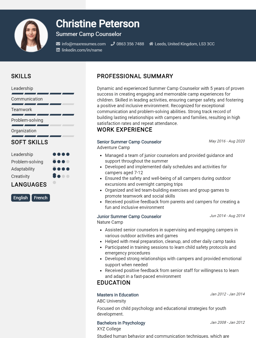 summer-camp-counselor-resume-sample
