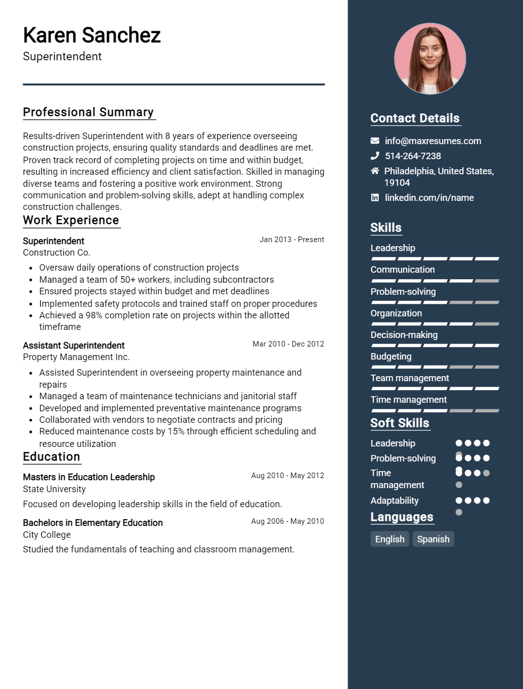 superintendent-resume-sample