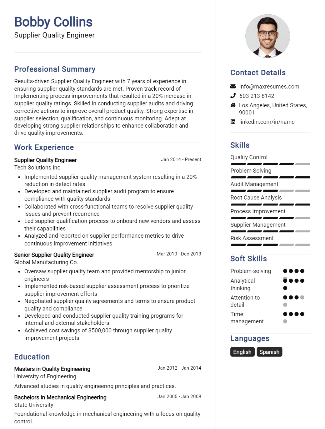 supplier-quality-engineer-resume-sample