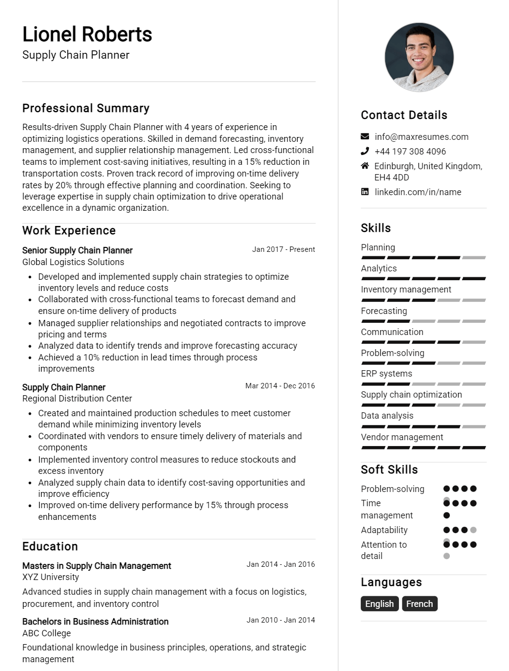 supply-chain-planner-resume-sample