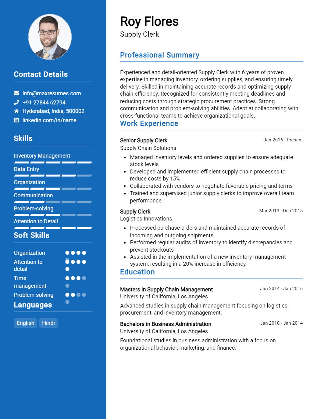 supply-clerk-resume-sample