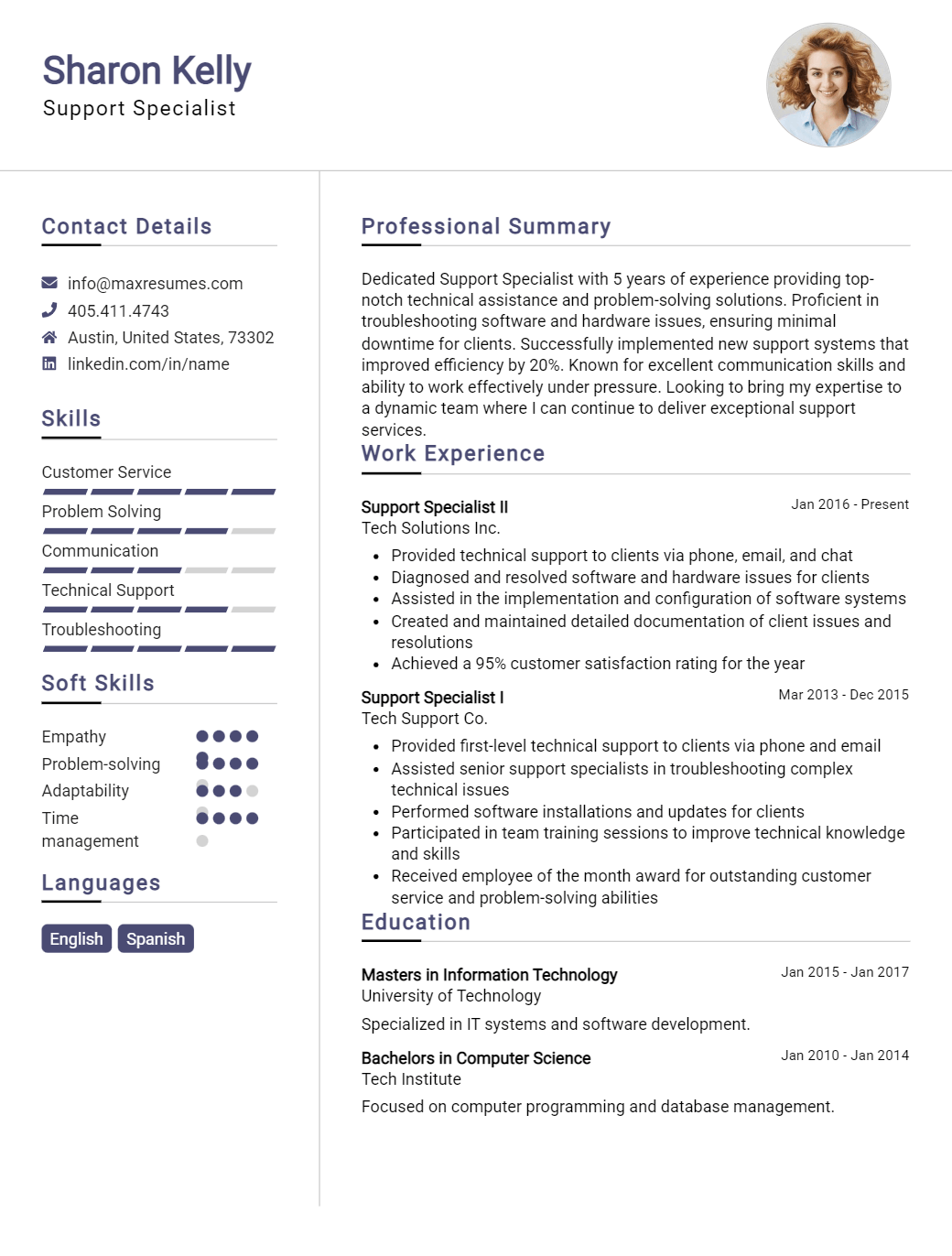 support-specialist-resume-sample