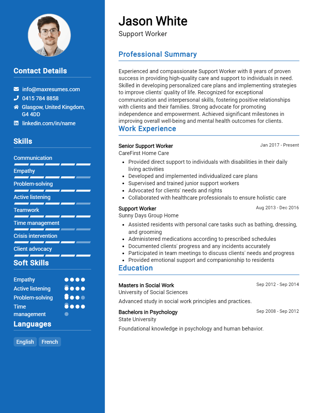 support-worker-resume-sample