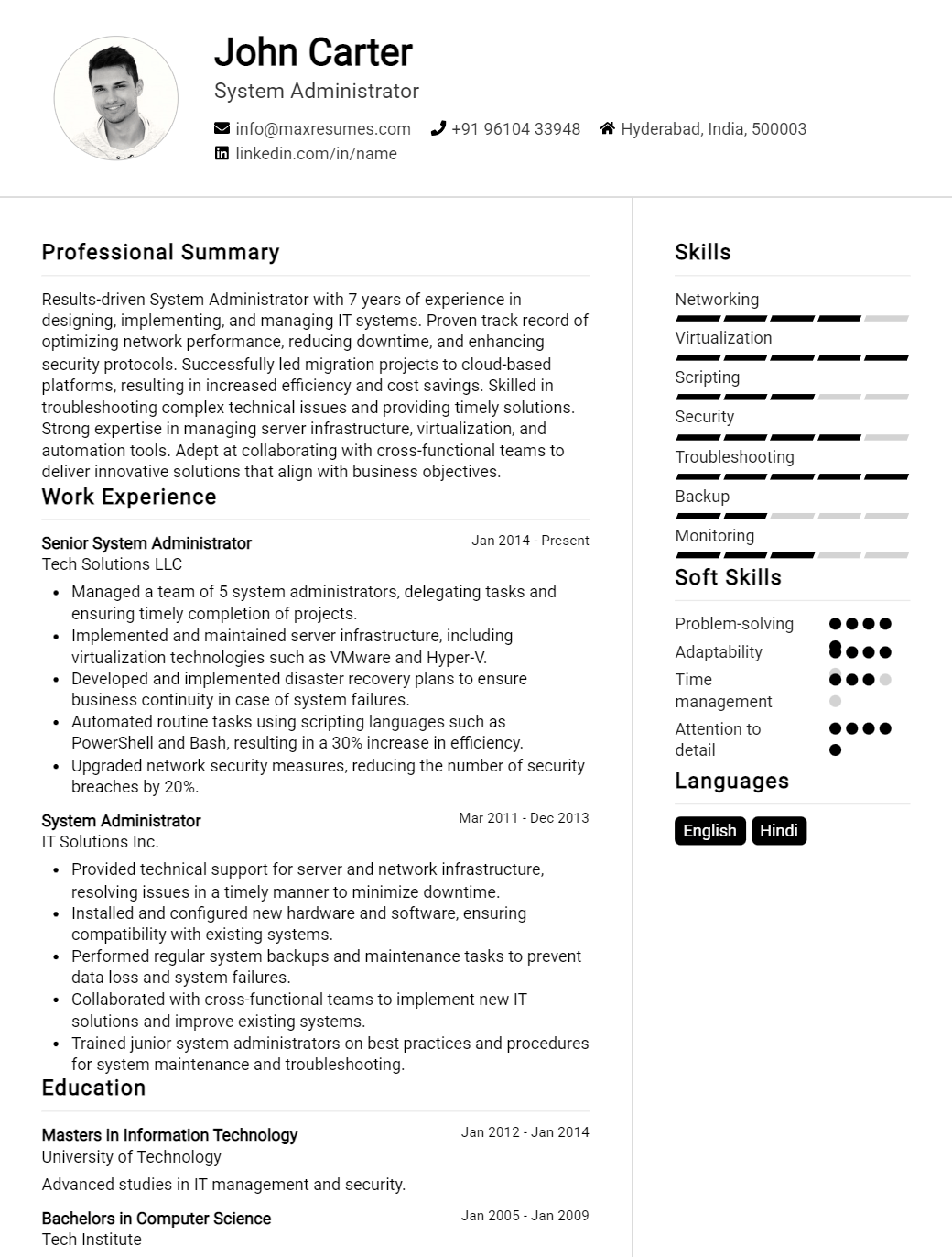 system-administrator-resume-sample