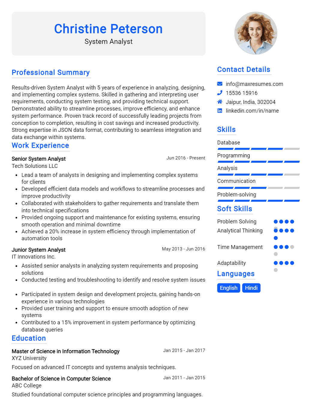 system-analyst-resume-sample