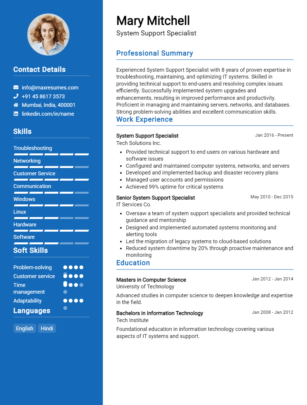 system-support-specialist-resume-sample