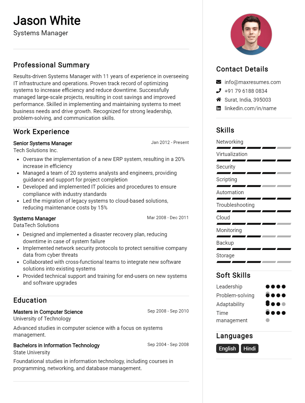 systems-manager-resume-sample