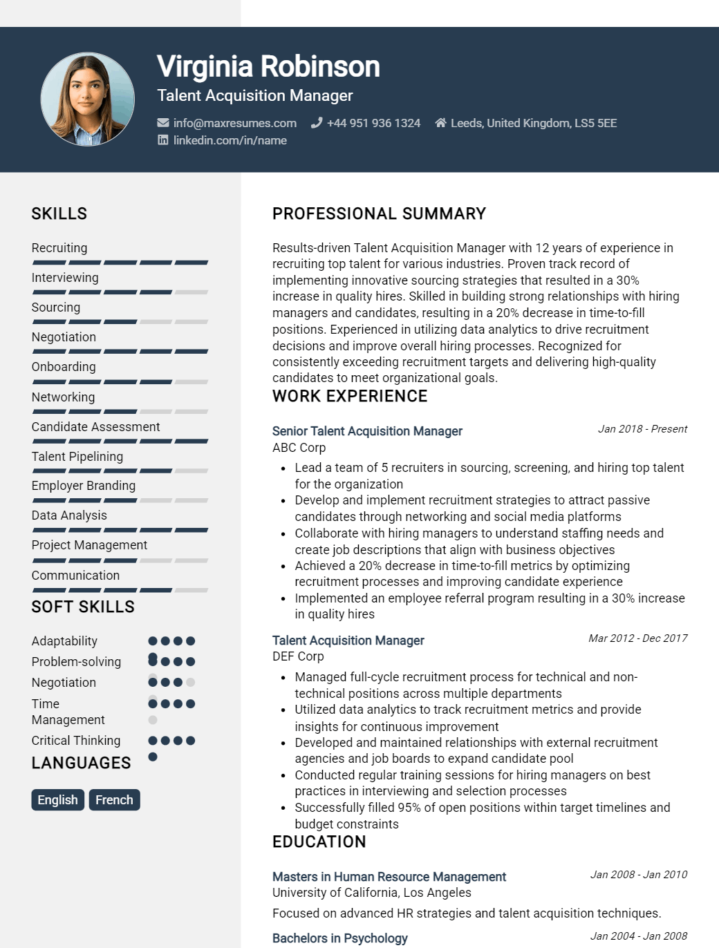 talent-acquisition-manager-resume-sample