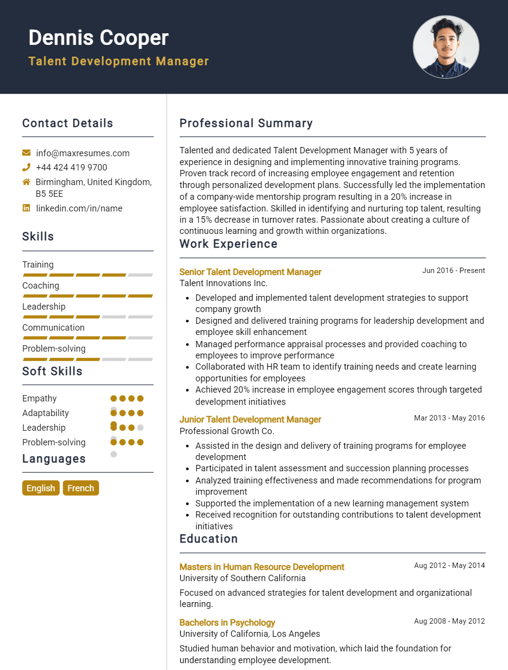 talent-development-manager-resume-sample