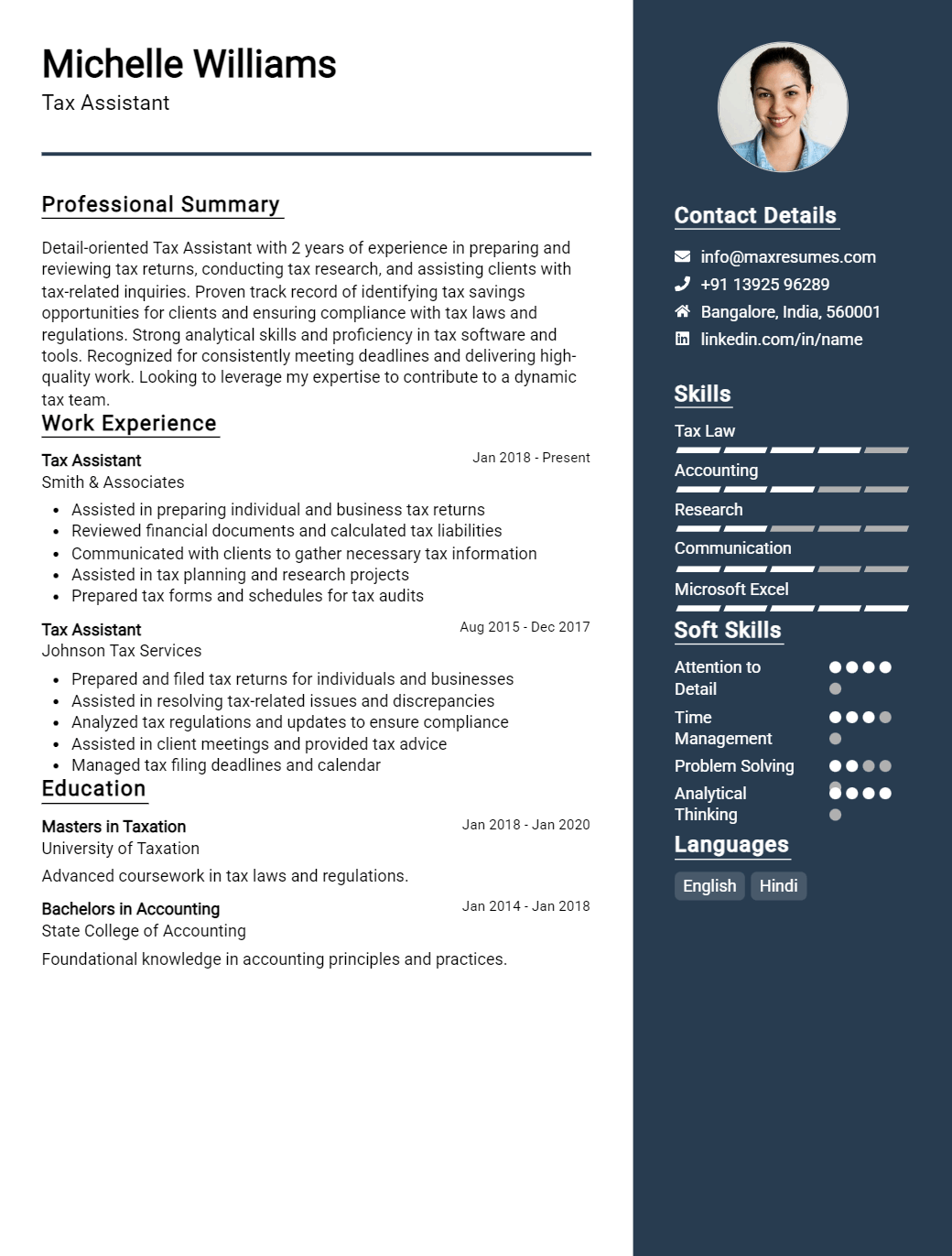 tax-assistant-resume-sample