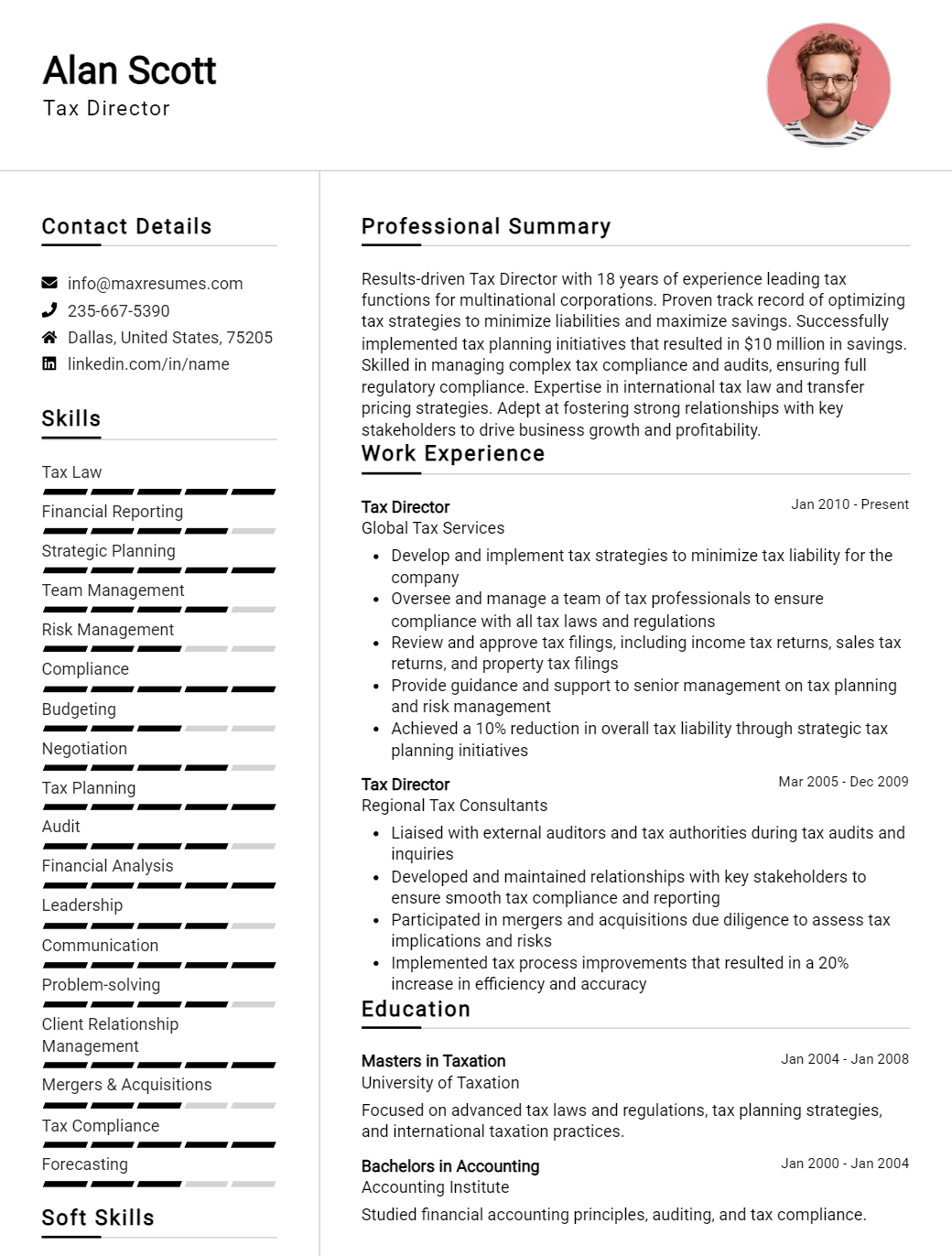 tax-director-resume-sample