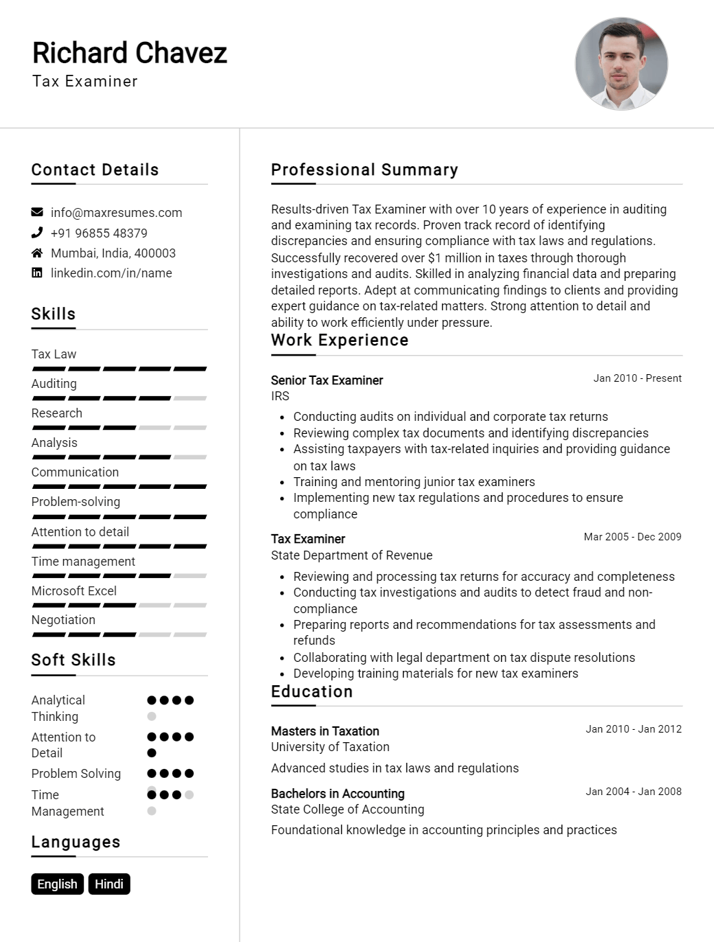 tax-examiner-resume-sample