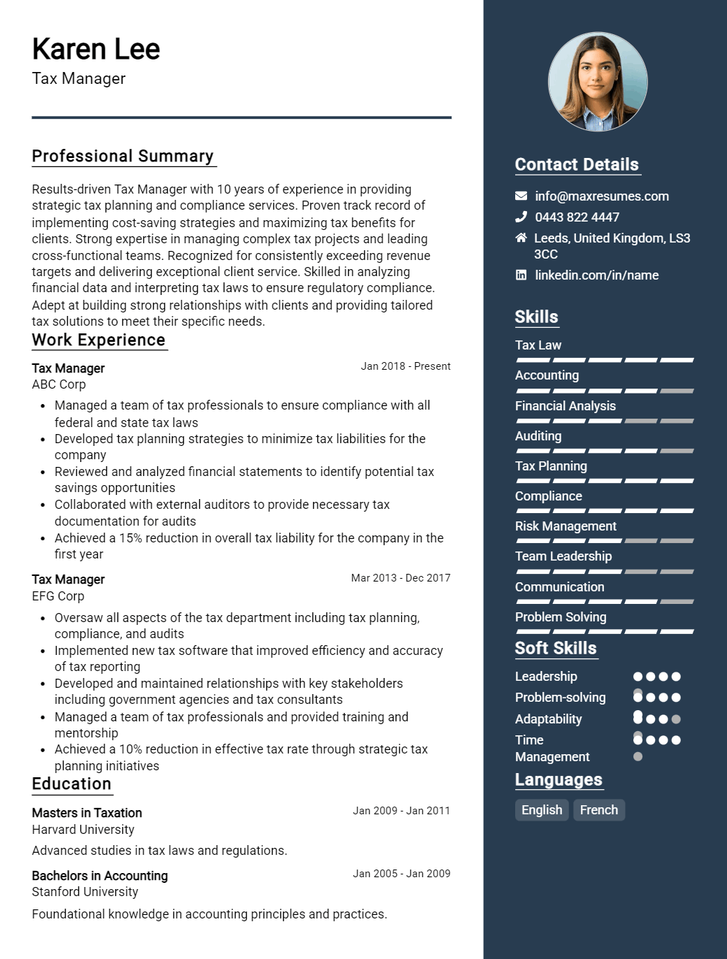 tax-manager-resume-sample