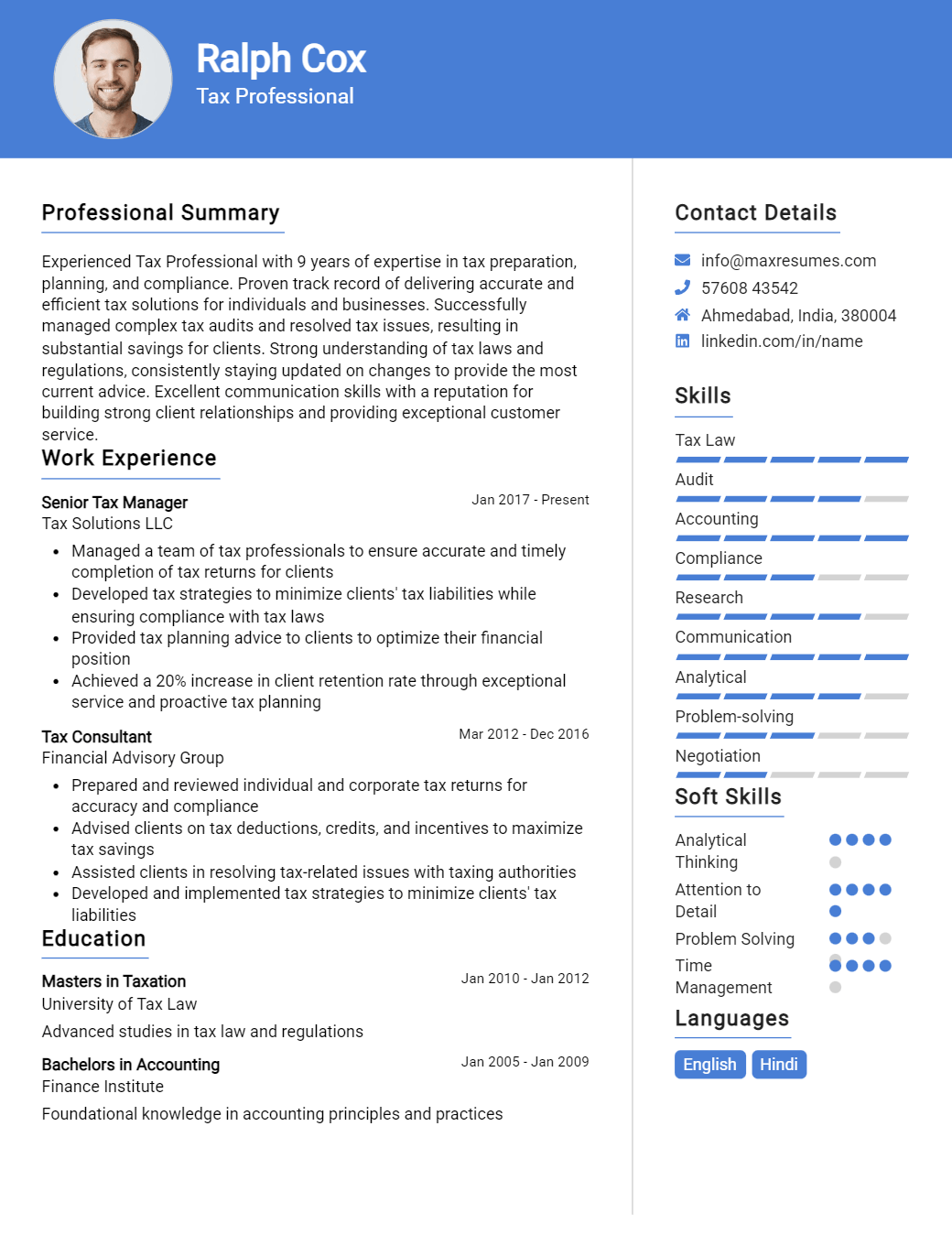 tax-professional-resume-sample