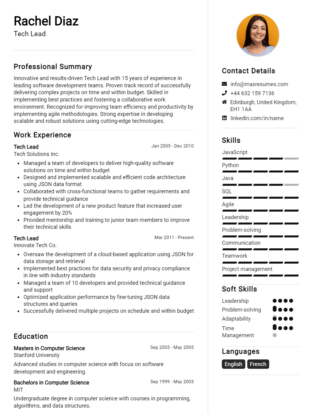 tech-lead-resume-sample
